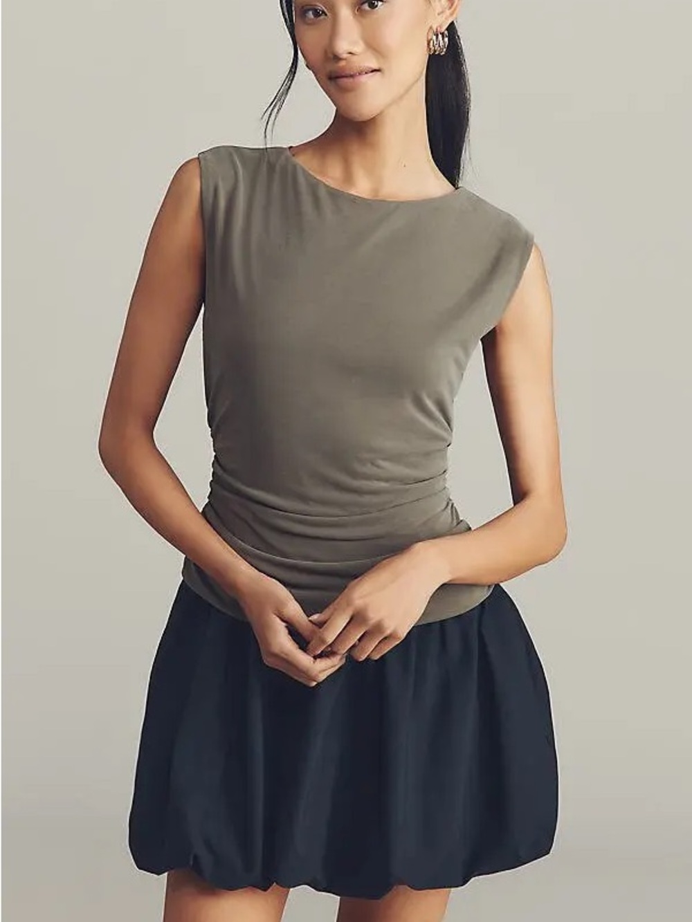 Anthropologie Sleeveless Ruched Dress